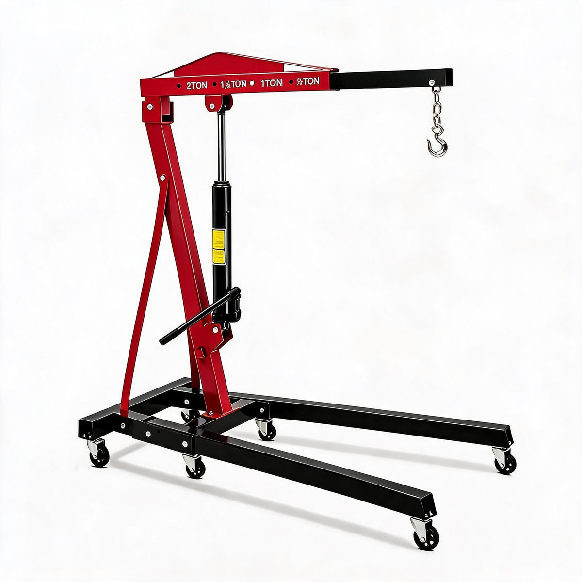 Riedhoff 2 Ton Foldable Engine Hoist, Upgraded Cherry Picker, Black & Red