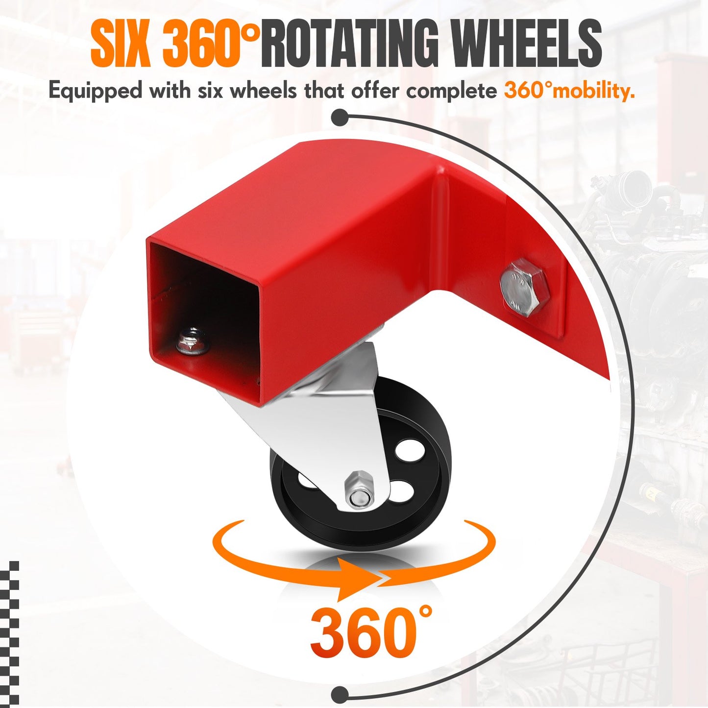 Garvee Folding Engine Lifting Hoist 4000 Lb Max, 6 Steel Caster Wheels Telescopic Boom Hitch, Red