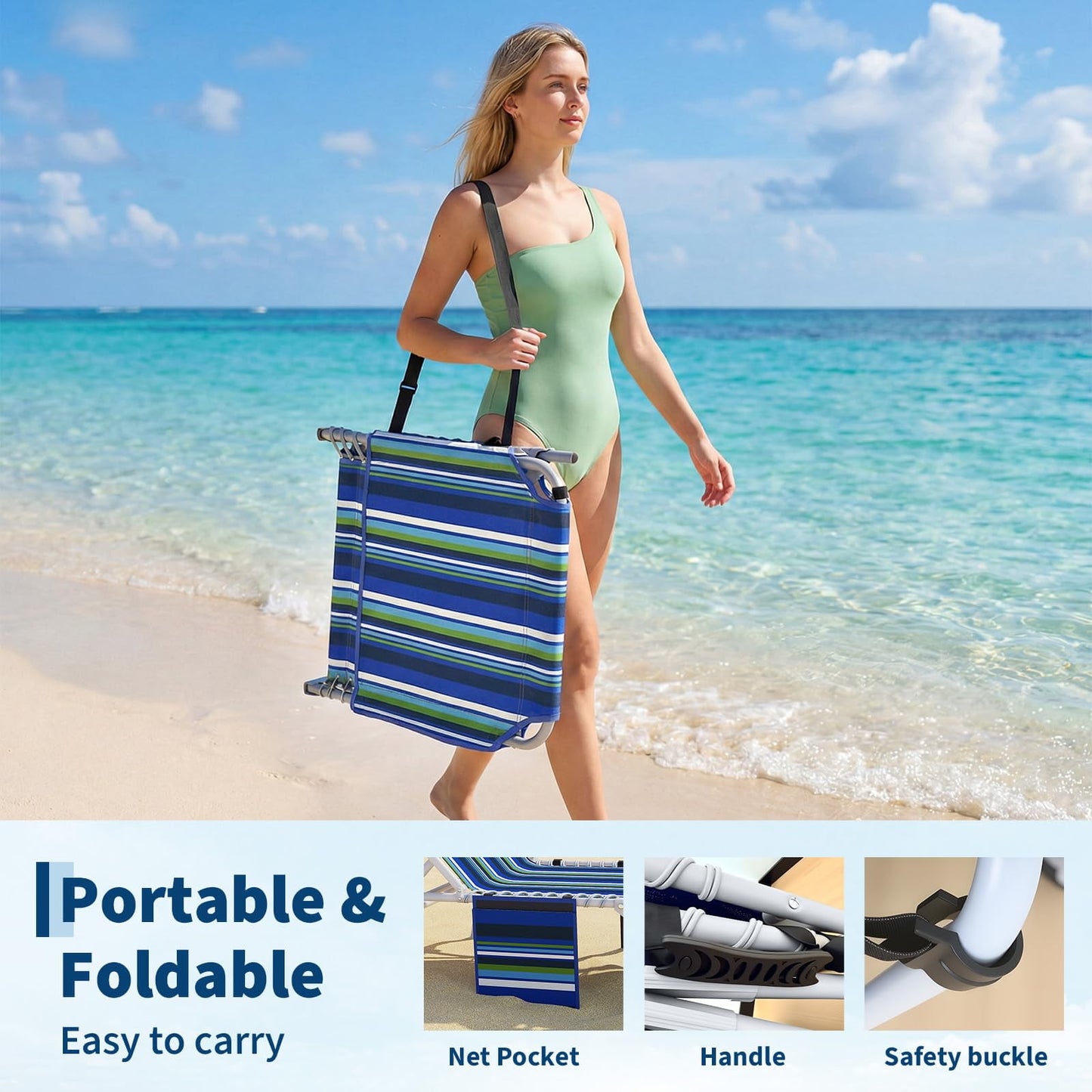 Garvee Sun Tanning Chair, Folding Chaise Lounge Chairs with Table
