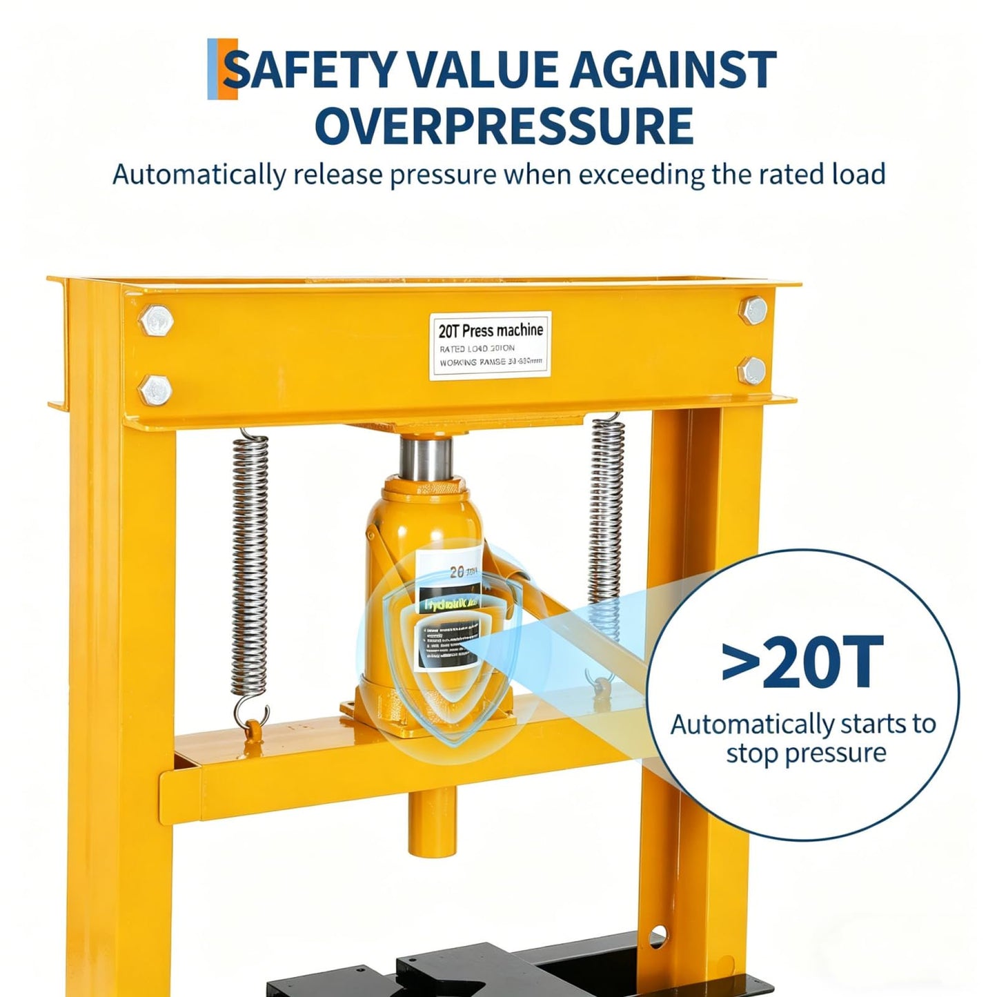 Garvee Hydraulic Shop Press, H-Frame Heavy Duty Steel, Yellow