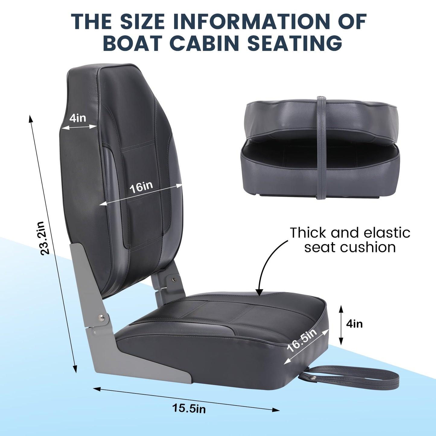 Garvee Folding Boat Seats, High Back, 2 Pack, Thick Sponge Padding and Hinge