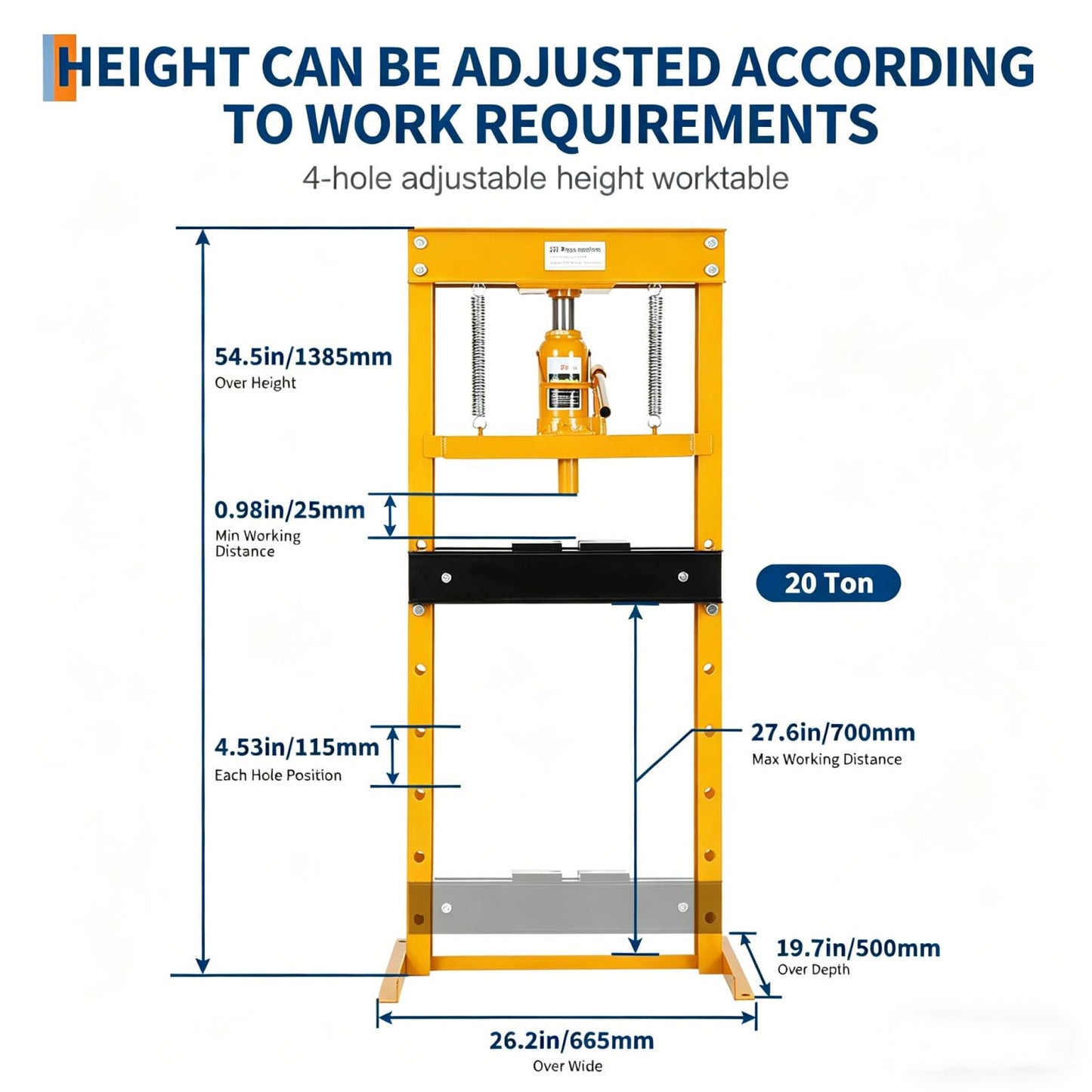 Garvee Hydraulic Shop Press, H-Frame Heavy Duty Steel, Yellow