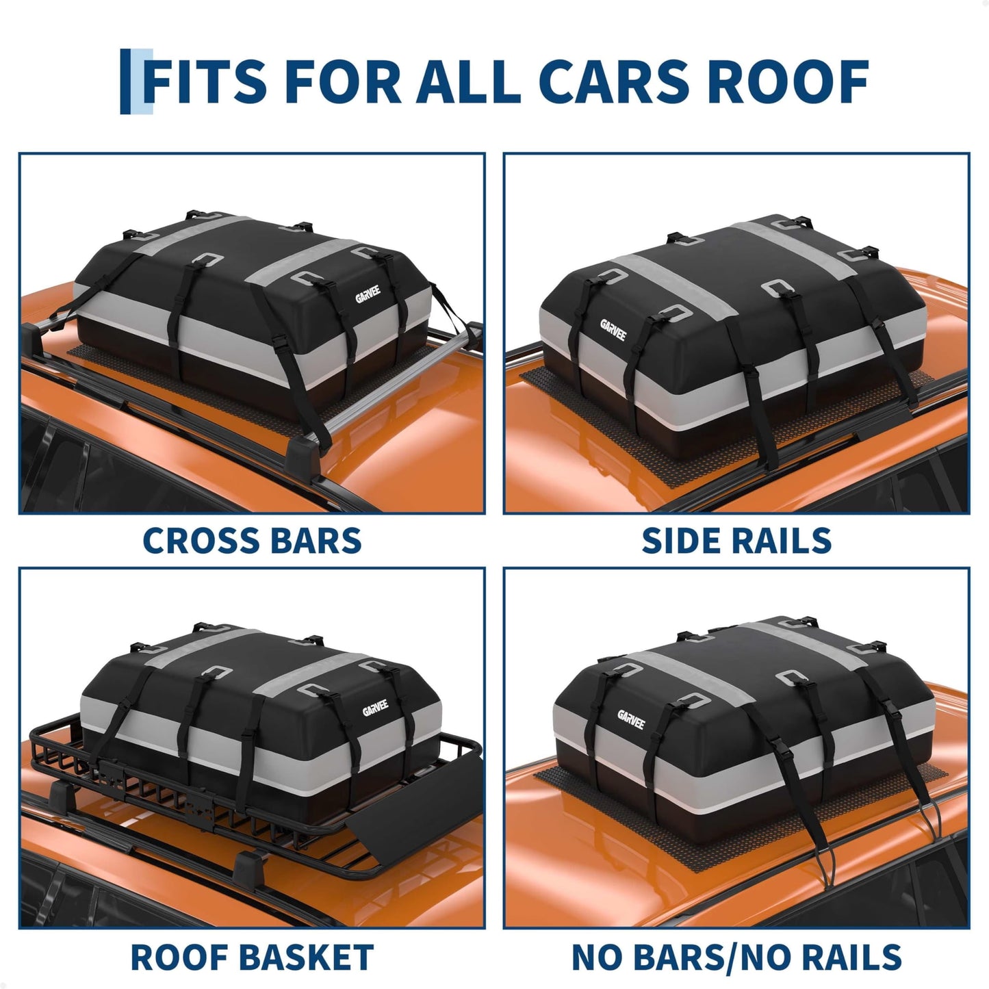 Garvee Car Rooftop Cargo Carrier Bag with Safety Hooks, Anti-Slip Mat, Lock for Cars & SUVs