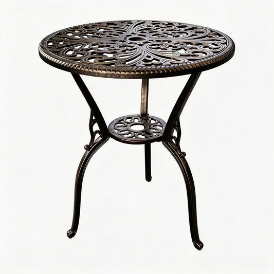 Riedhoff Outdoor Patio Dining Table with 1.85 inch Umbrella Hole, 23.2 x 23.2 x 26", Cast Aluminum