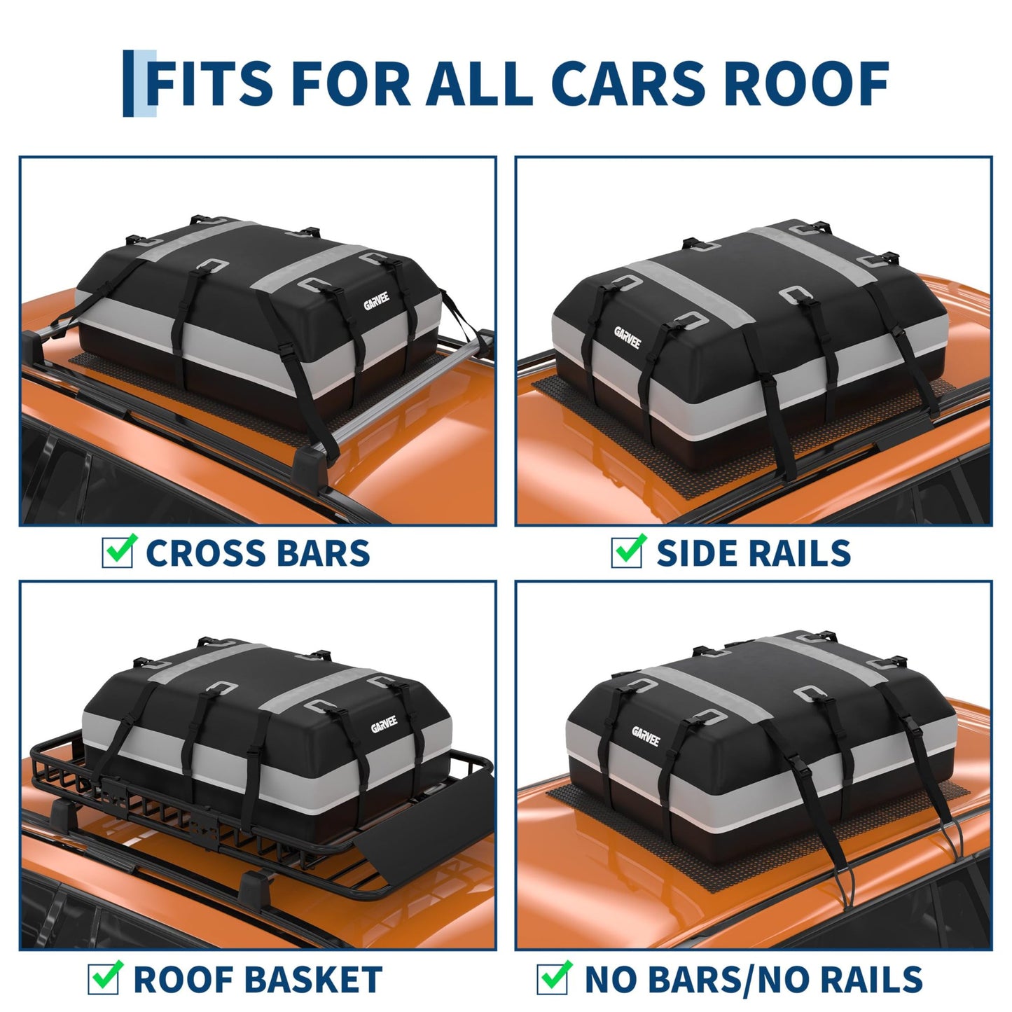 Garvee Car Rooftop Cargo Carrier Bag with Safety Hooks, Anti-Slip Mat, Lock for Cars & SUVs
