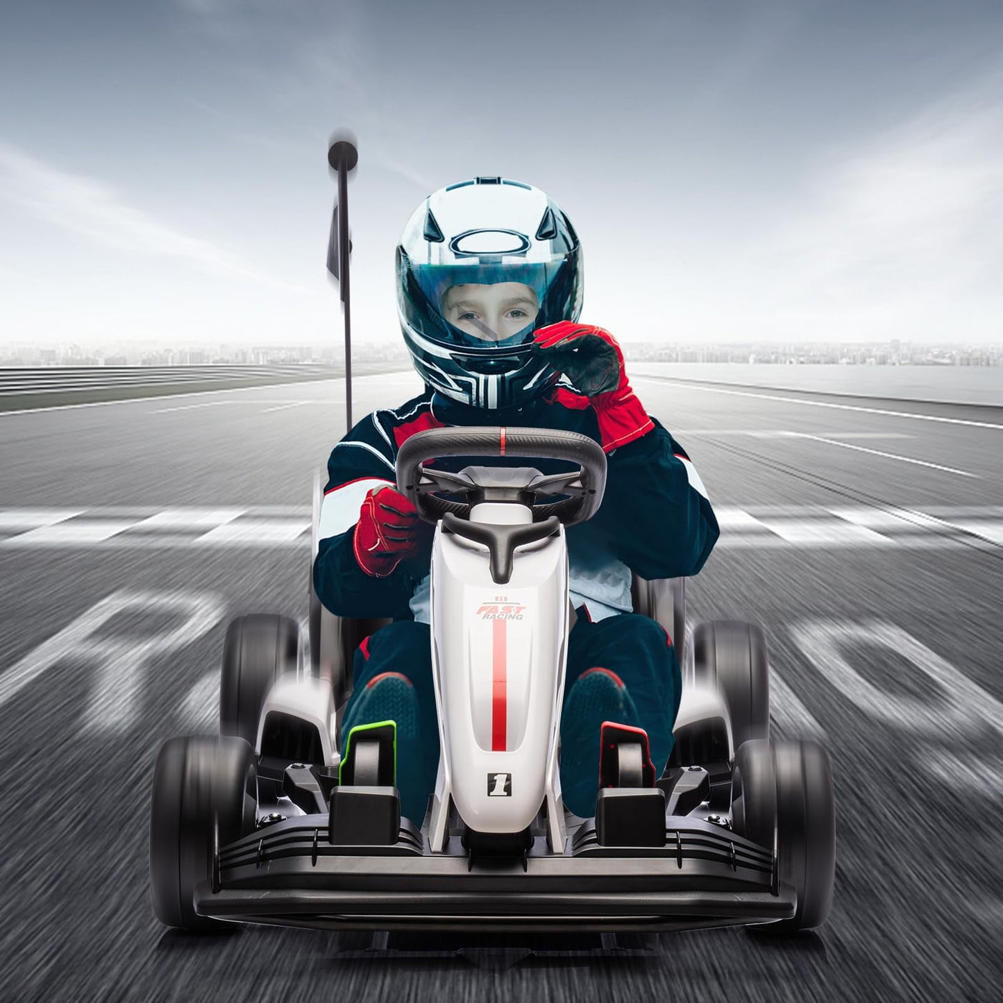 Goldensoil Electric Go Kart, 24V Ride On Toy Drifting Car, Height Range Adjustment 51"to75"