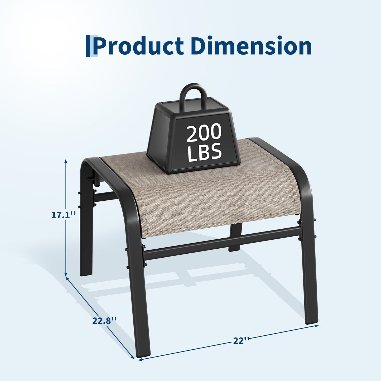 Garvee Stackable Outdoor Ottomans Set of 2,All-Weather Textilene Foot Stool with Metal Frame