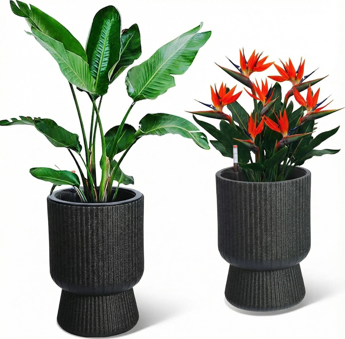 Riedhoff 14.2" Planters Pots Set of 2, with Inner Bucket & Water Level Monitor