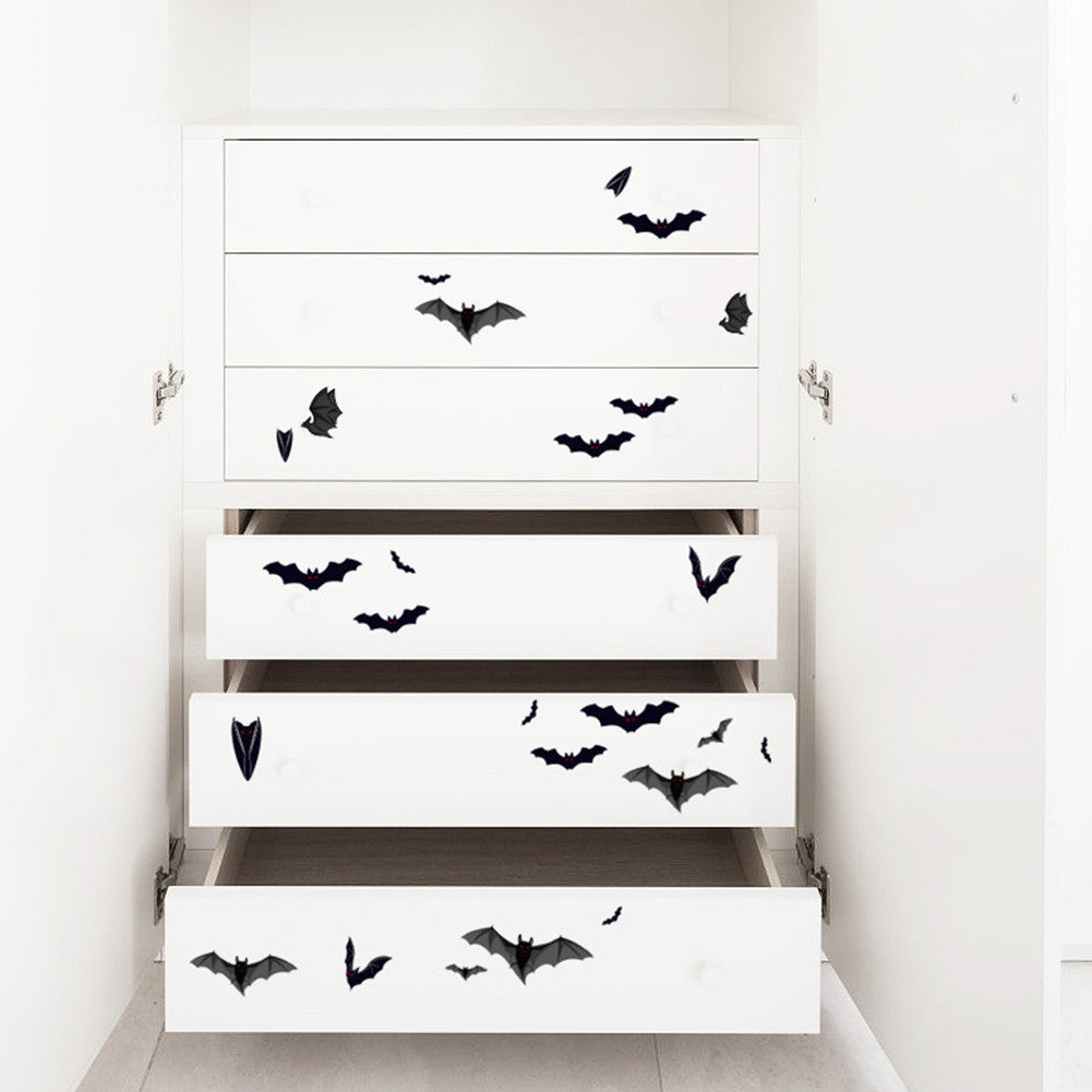 WHIZMAX 10pcs Halloween Bat Pumpkin Print Electrostatic Stickers For Decoration