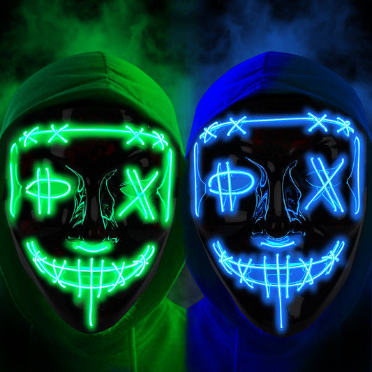 CYNDIE Halloween Mask 2 colors Scary LED Mask for Halloween Cosplay Costume with Gloves