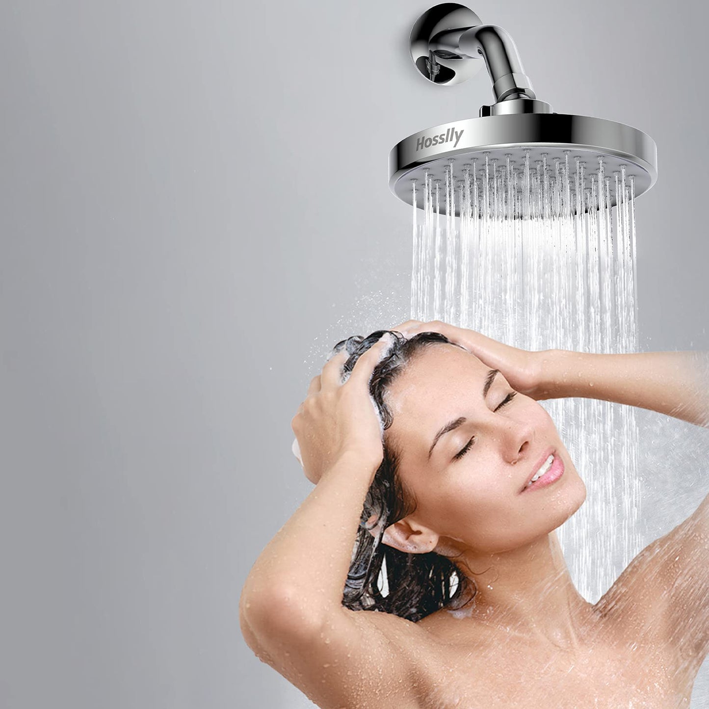 HOSSLLY Rainfall Shower Head High Pressure 360¡ã Adjustable - Chrome