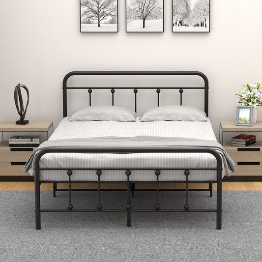 IDEALHOUSE Full Size Metal Bed Frame with Victorian Headboard