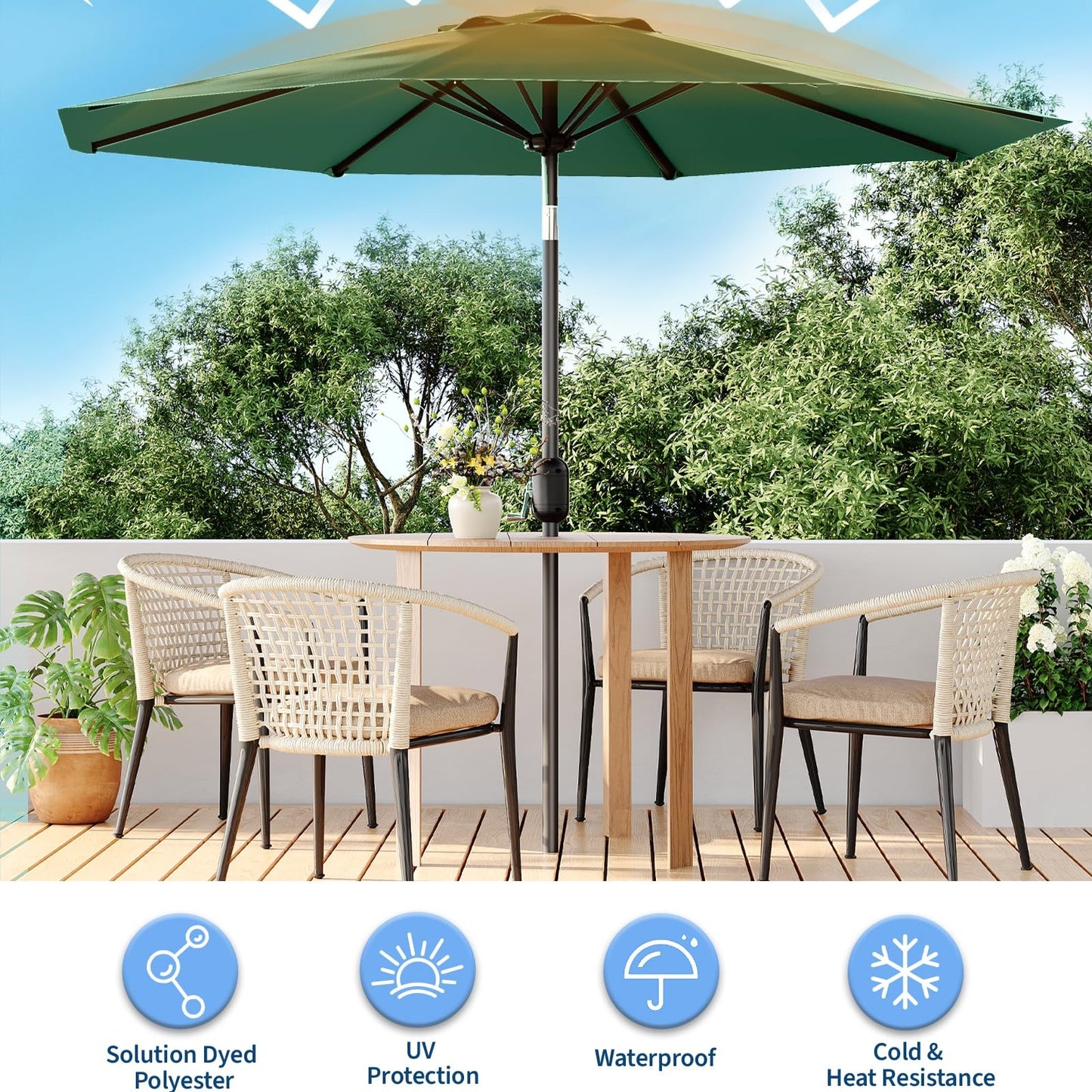 Garvee Outdoor Octagon Patio Umbrella, 8.69 x 8.69 x 7.87 ft, 8 Sturdy Ribs