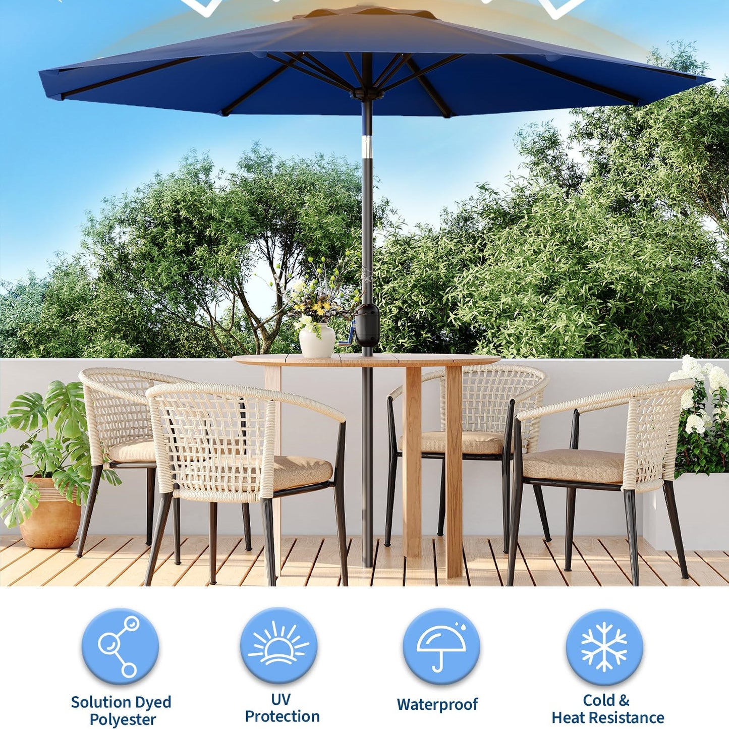 Garvee Outdoor Octagon Patio Umbrella, 8.69 x 8.69 x 7.87 ft, 8 Sturdy Ribs