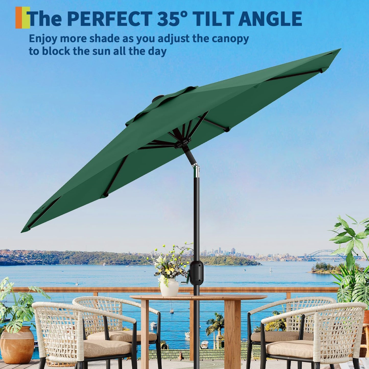 Garvee Outdoor Octagon Patio Umbrella, 8.69 x 8.69 x 7.87 ft, 8 Sturdy Ribs