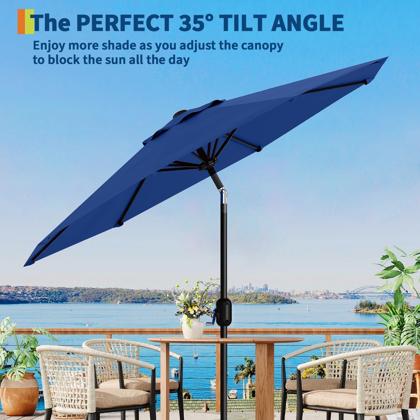 Garvee Outdoor Octagon Patio Umbrella, 8.69 x 8.69 x 7.87 ft, 8 Sturdy Ribs