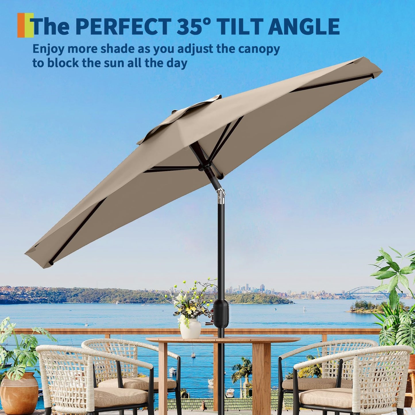 Garvee Outdoor Octagon Patio Umbrella, 8.69 x 8.69 x 7.87 ft, 8 Sturdy Ribs