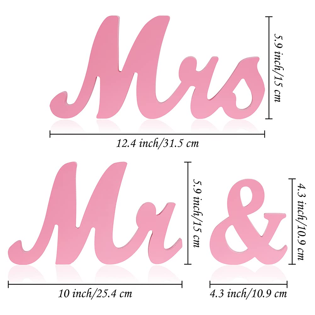 WHIZMAX 1 Set Wooden Mr And Mrs Letter Ornament Wedding Props Pink
