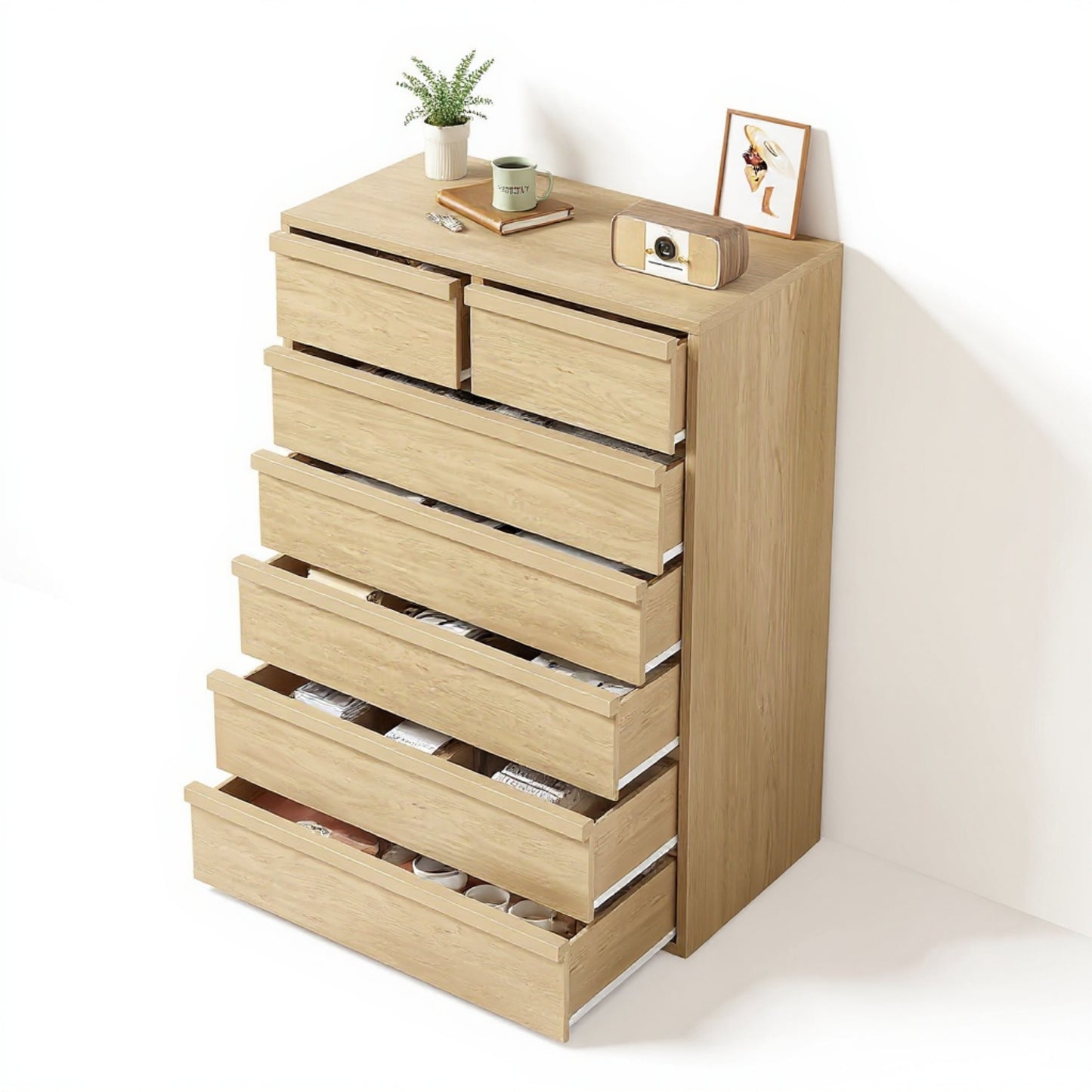 Garvee Vertical Chest of Drawers with 7 Drawers, 29.5 x 15.9 x 46.8"