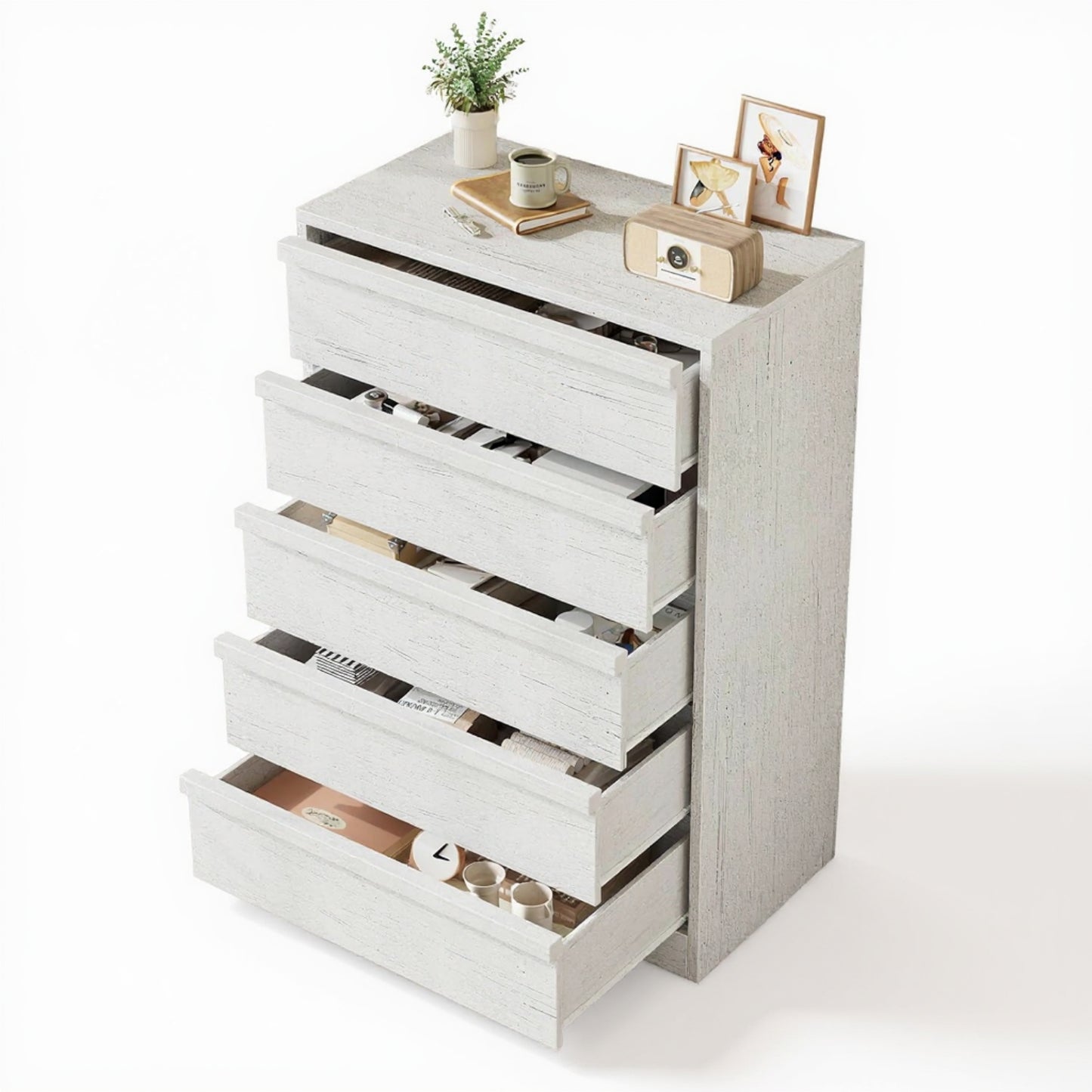 Garvee Vertical Chest of Drawers with 5 Drawers, 29.5 x 15.9 x 43.3"