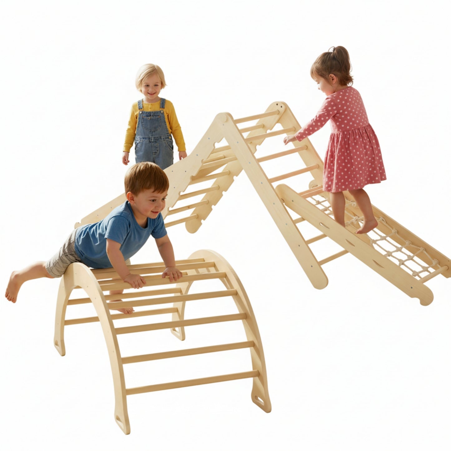 Garvee Pikler Triangle Set, 4 in 1 Toddler Climbing Toys, Montessori Climbing Set, Oak