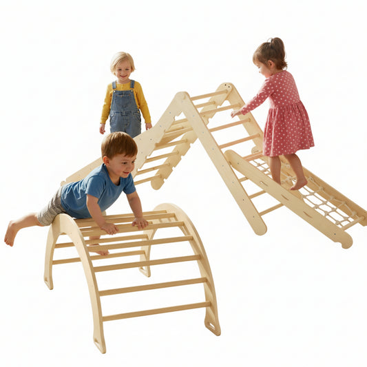 Garvee Pikler Triangle Set, 4 in 1 Toddler Climbing Toys, Montessori Climbing Set, Oak