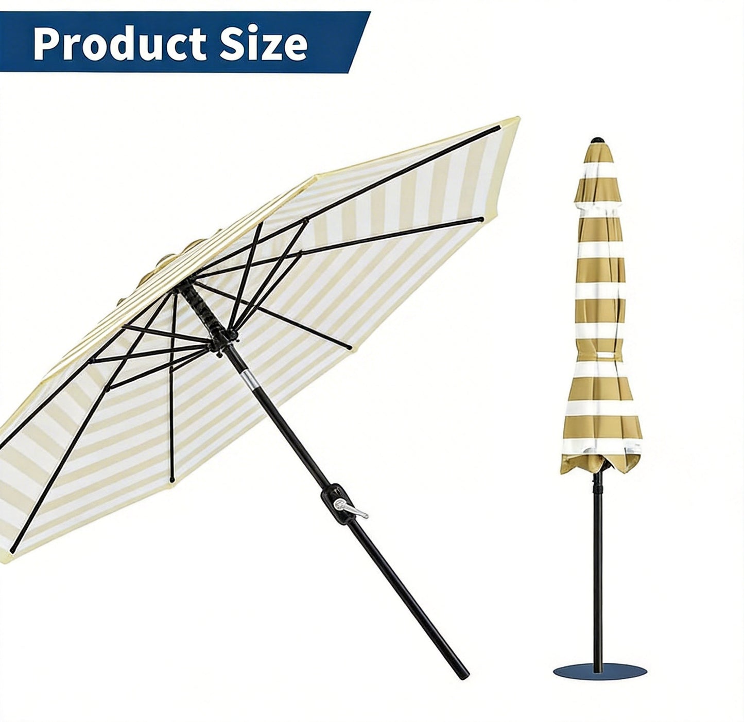Garvee 9 ft Patio Table Umbrella, 8 Ribs, Crank Lift & Push Button Tilt