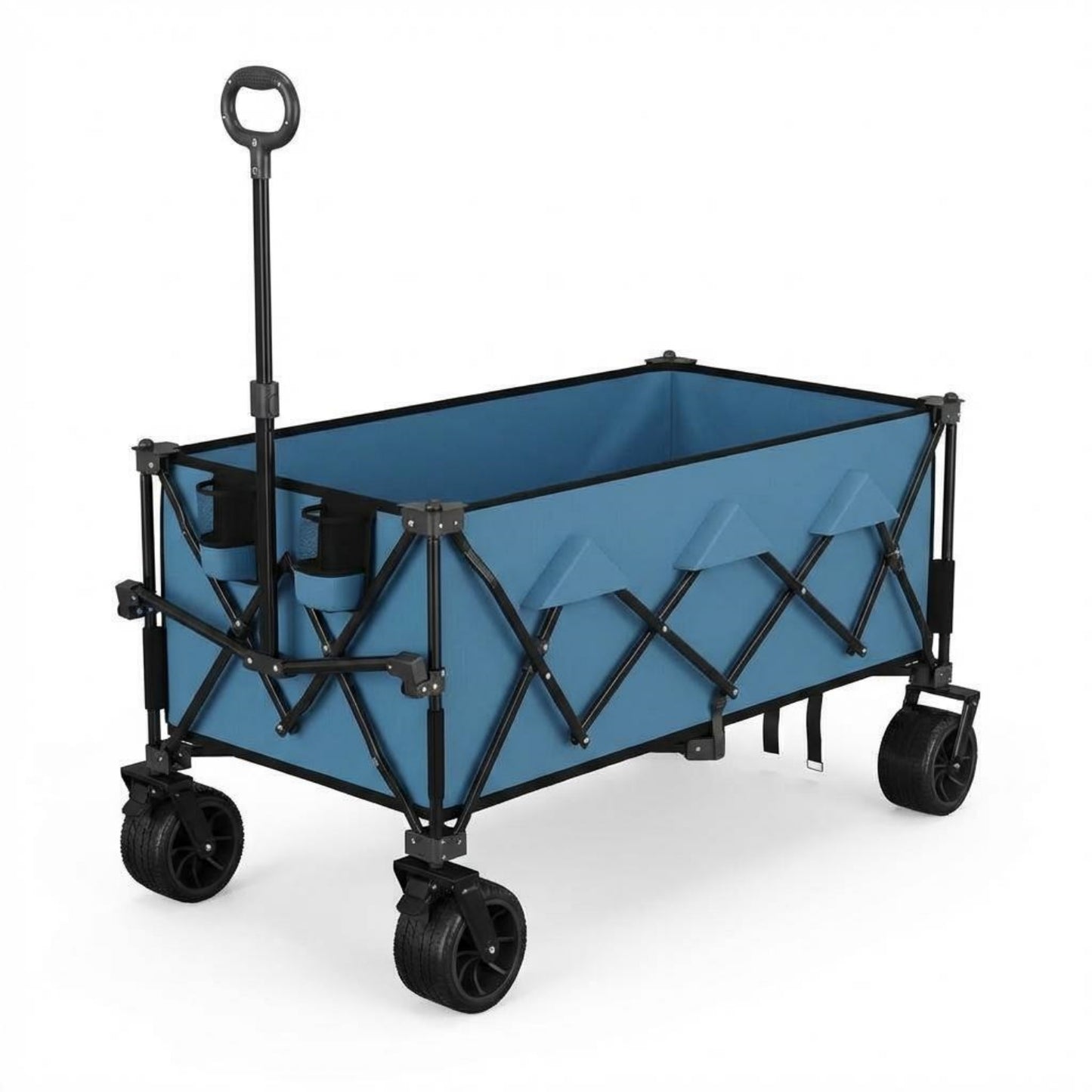 Garvee Extra Long Collapsible Wagons Carts, 54 x 29 x 42", All Terrain Wheels, Cup Holders