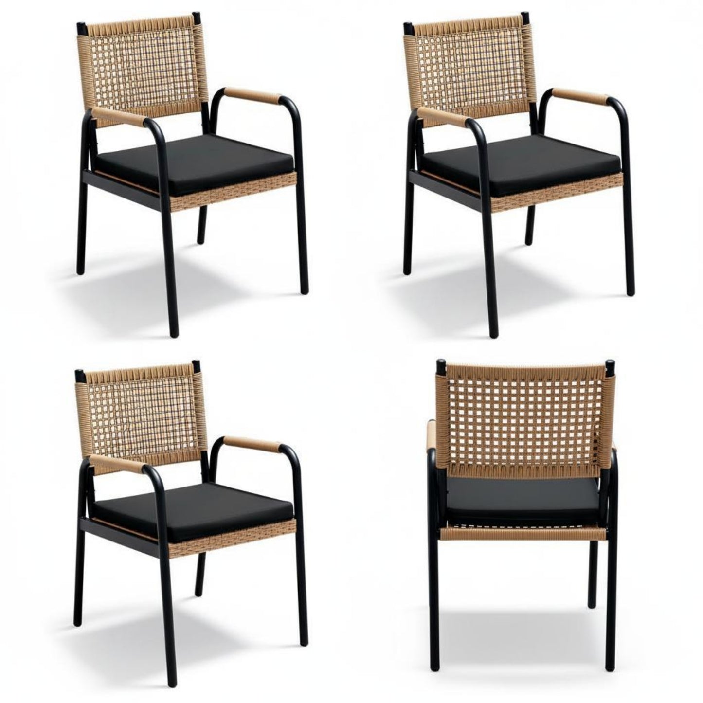 Riedhoff Outdoor Patio Dining Chair Set, with 1.18" Cushions and Armrest