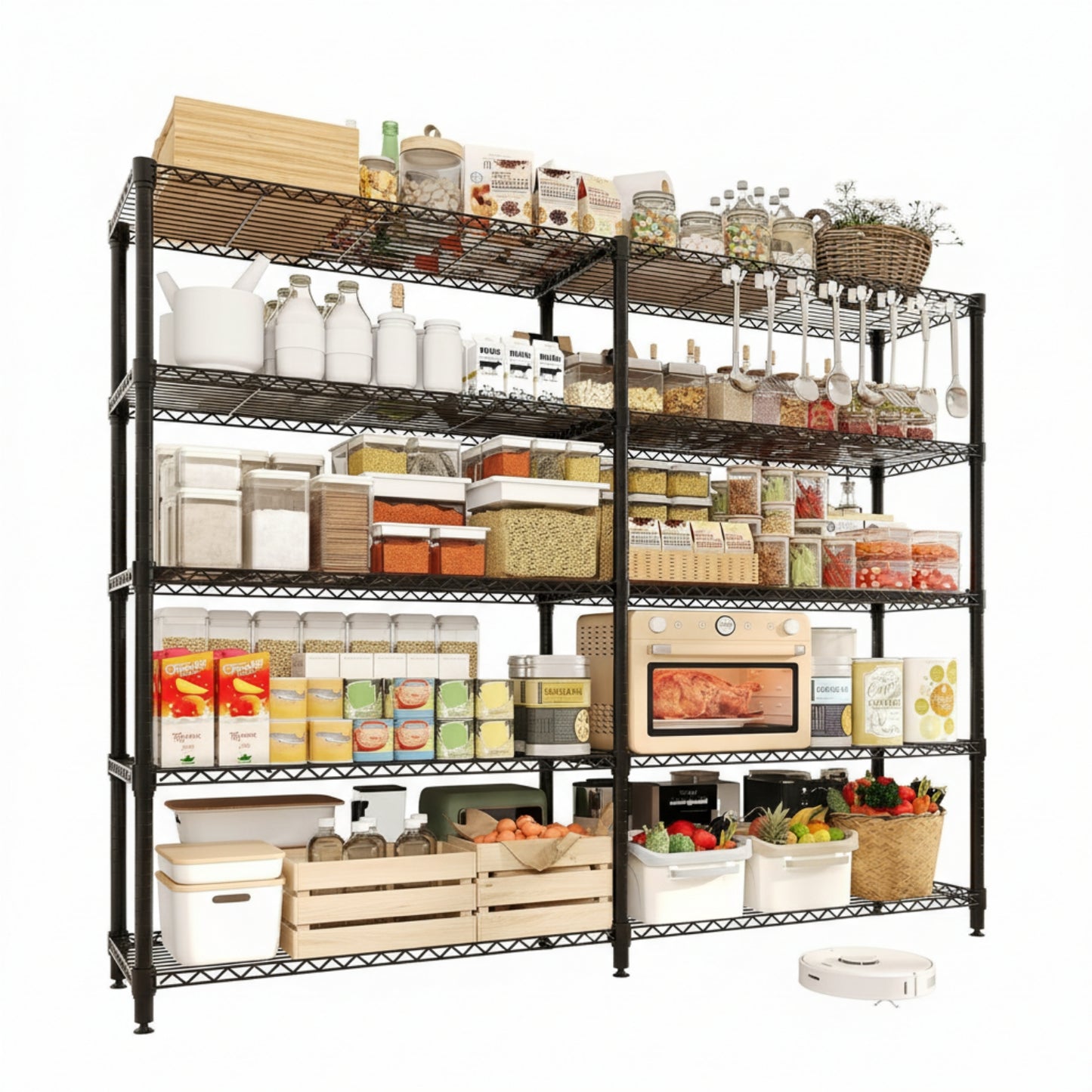 Garvee Metal Storage Shelves, Adjustable, H / L-shaped Shelf, Black