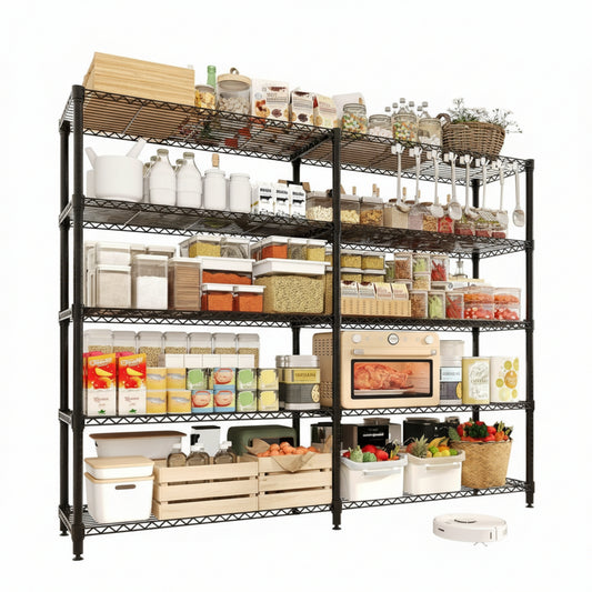 Garvee Metal Storage Shelves, Adjustable, H / L-shaped Shelf, Black