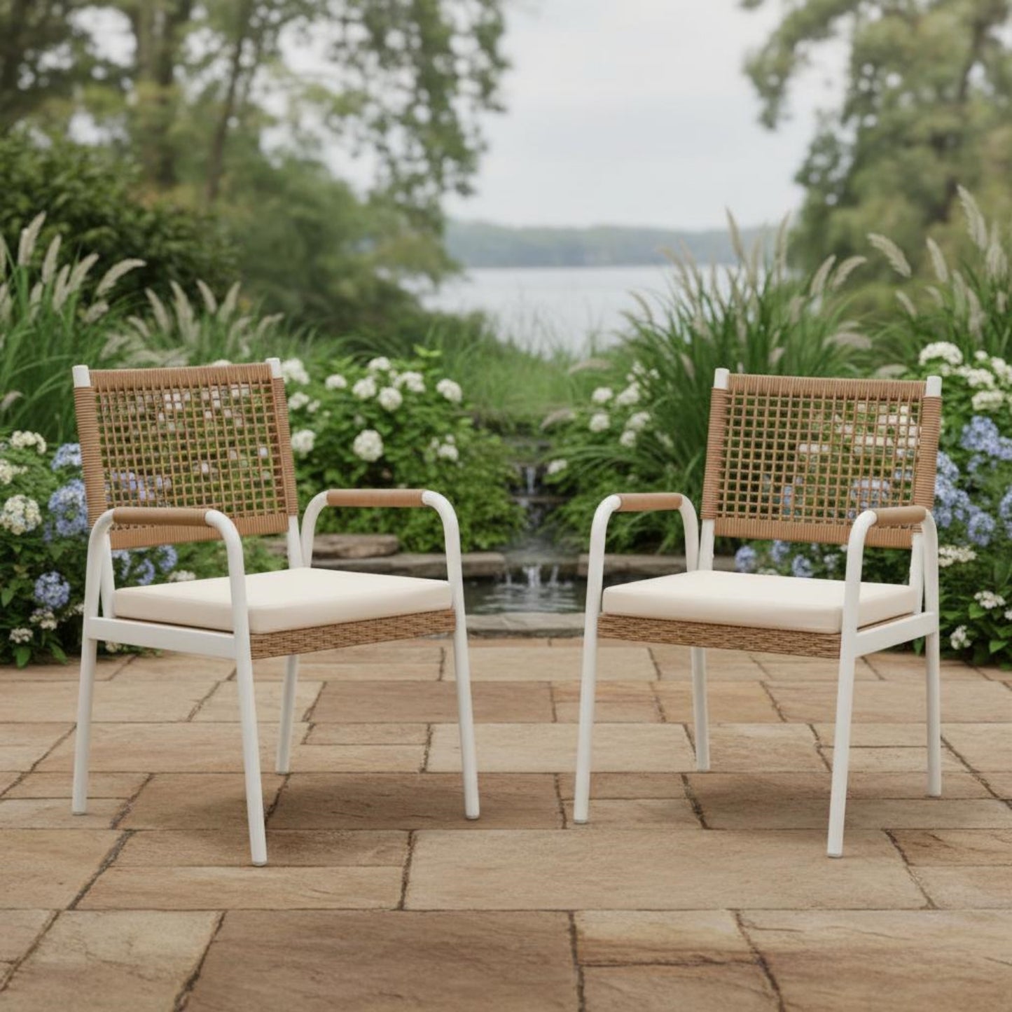 Riedhoff Outdoor Patio Dining Chair Set, with 1.18" Cushions and Armrest