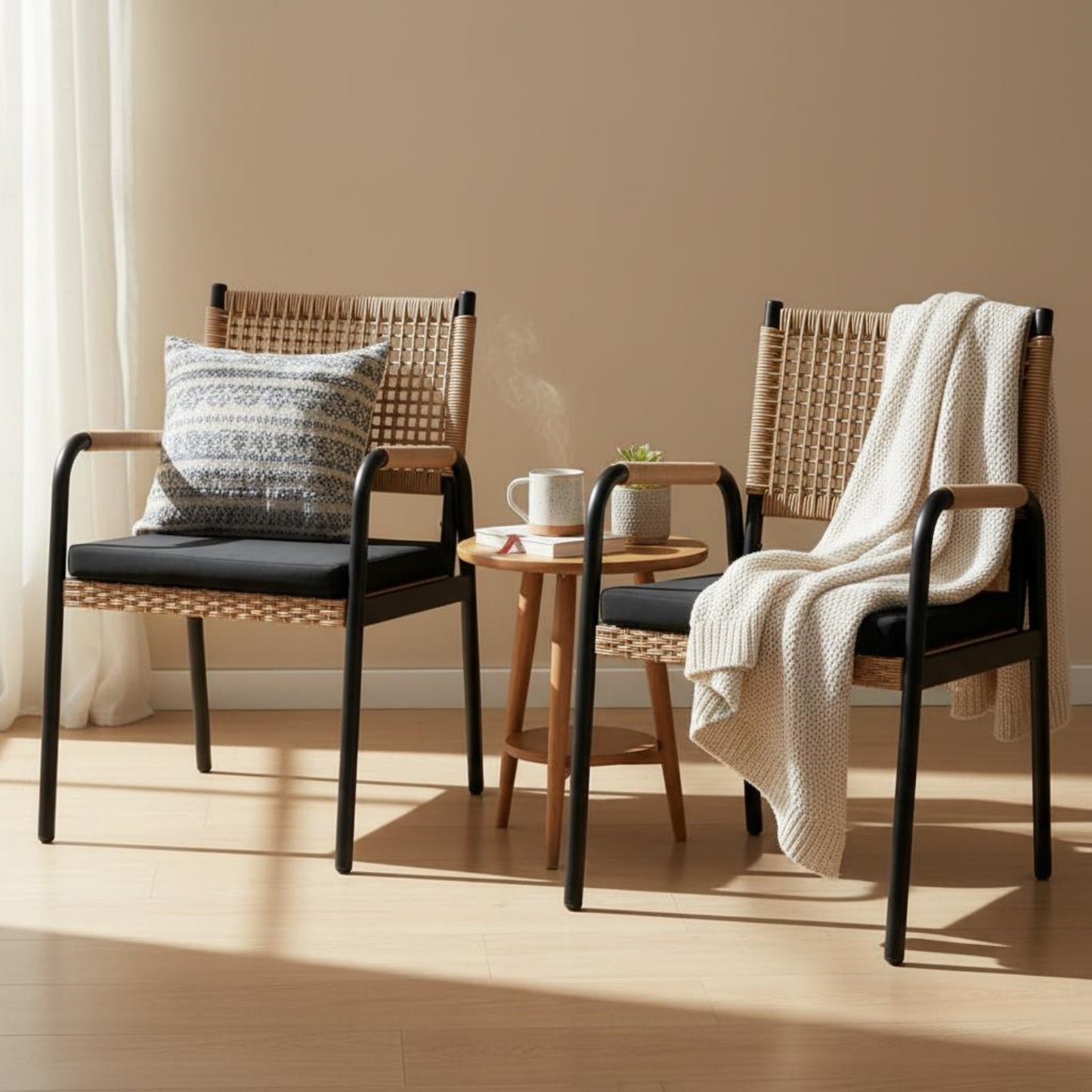 Riedhoff Outdoor Patio Dining Chair Set, with 1.18" Cushions and Armrest