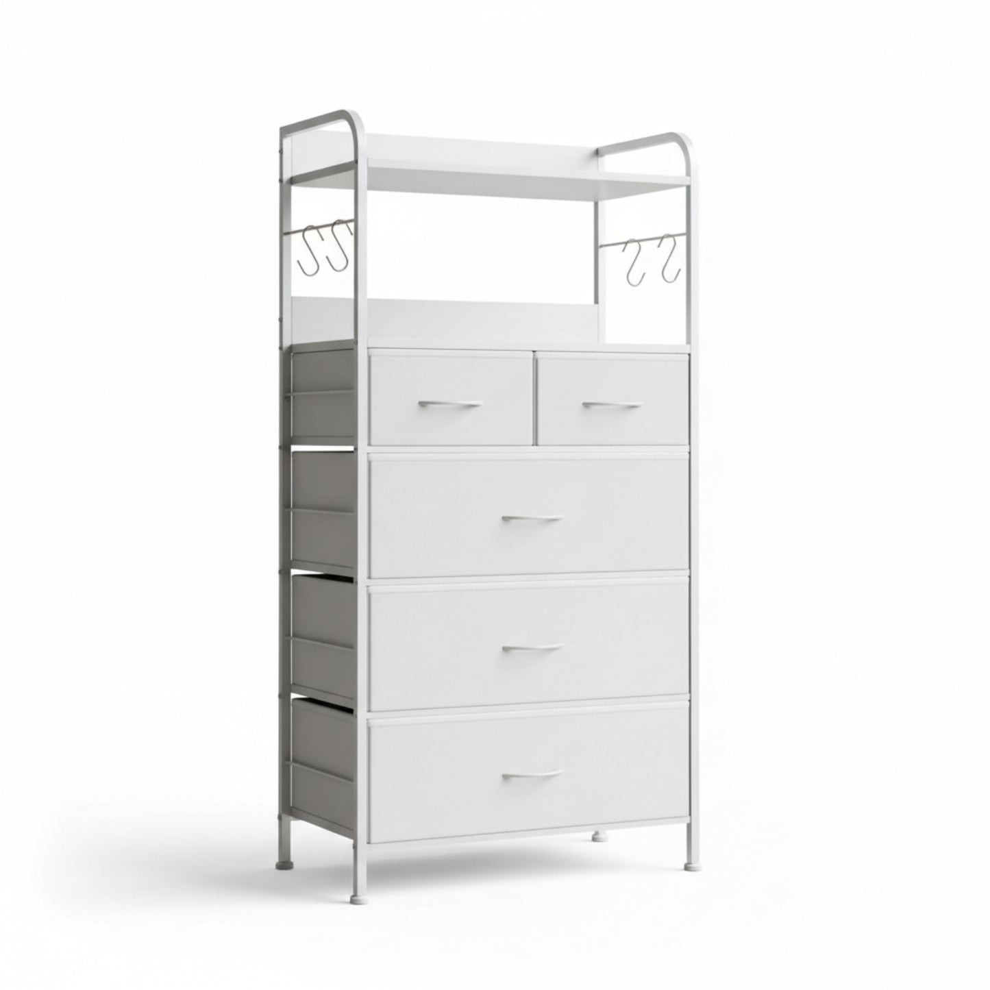 Garvee 5 Drawer Dresser for Bedroom, Wood Top, with Storage Organizer Fabric Bins