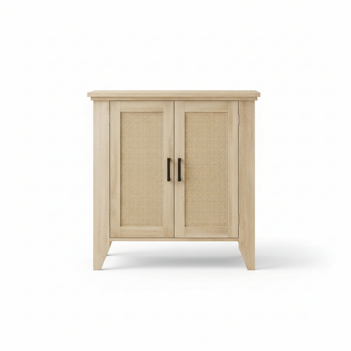 Garvee Rattan Sideboard Buffet Cabinet, 30 x 15.8 x 31.5", with Doors & Shelves, Oak