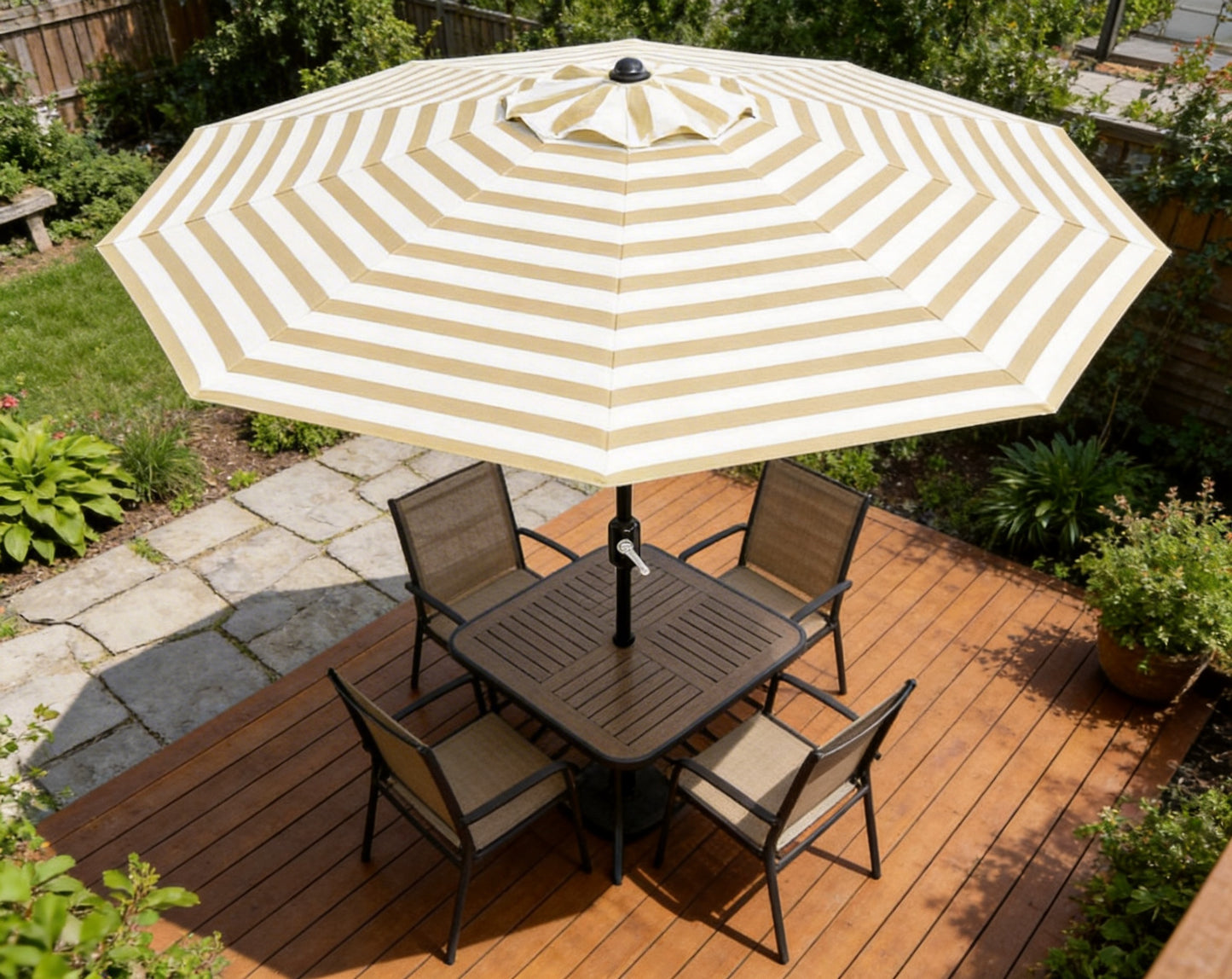 Garvee 9 ft Patio Table Umbrella, 8 Ribs, Crank Lift & Push Button Tilt