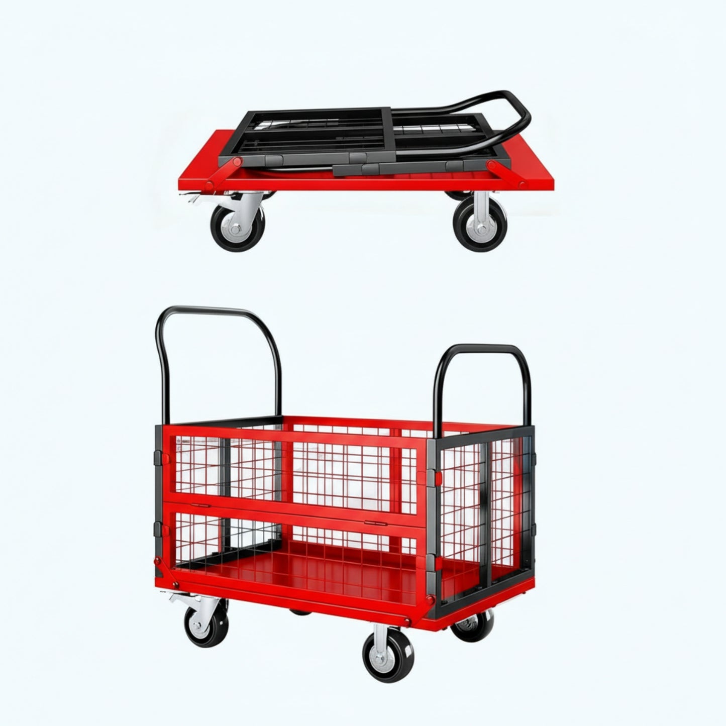Garvee Foldable Platform Truck Cart, 39 x 26 x 42", with Cage Platform Truck,1800 lbs Max