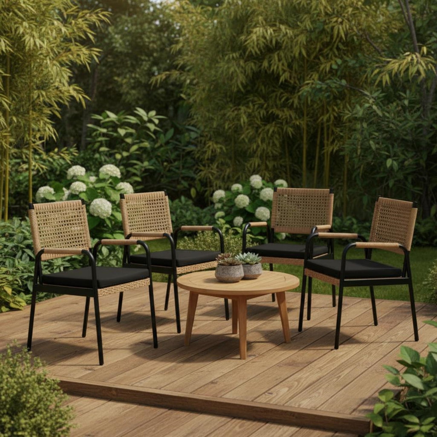 Riedhoff Outdoor Patio Dining Chair Set, with 1.18" Cushions and Armrest