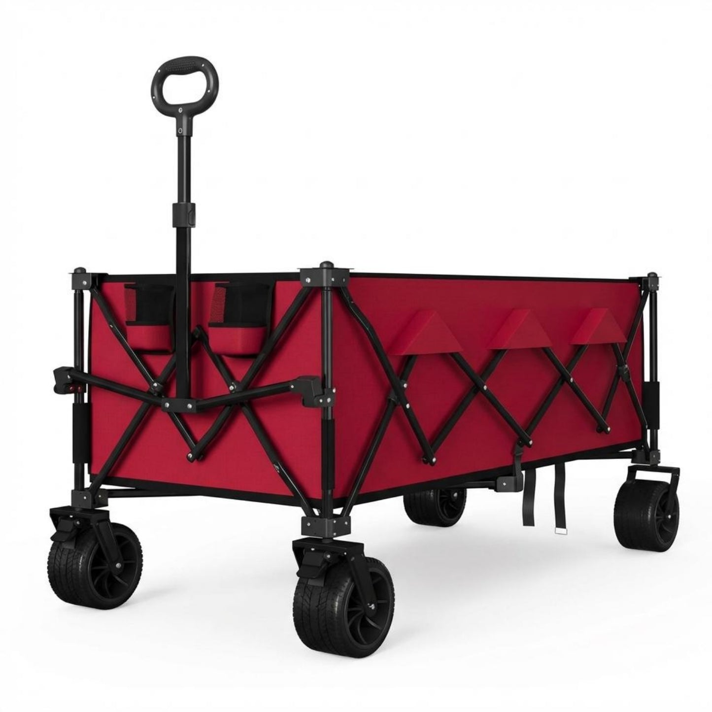 Garvee Extra Long Collapsible Wagons Carts, 54 x 29 x 42", All Terrain Wheels, Cup Holders