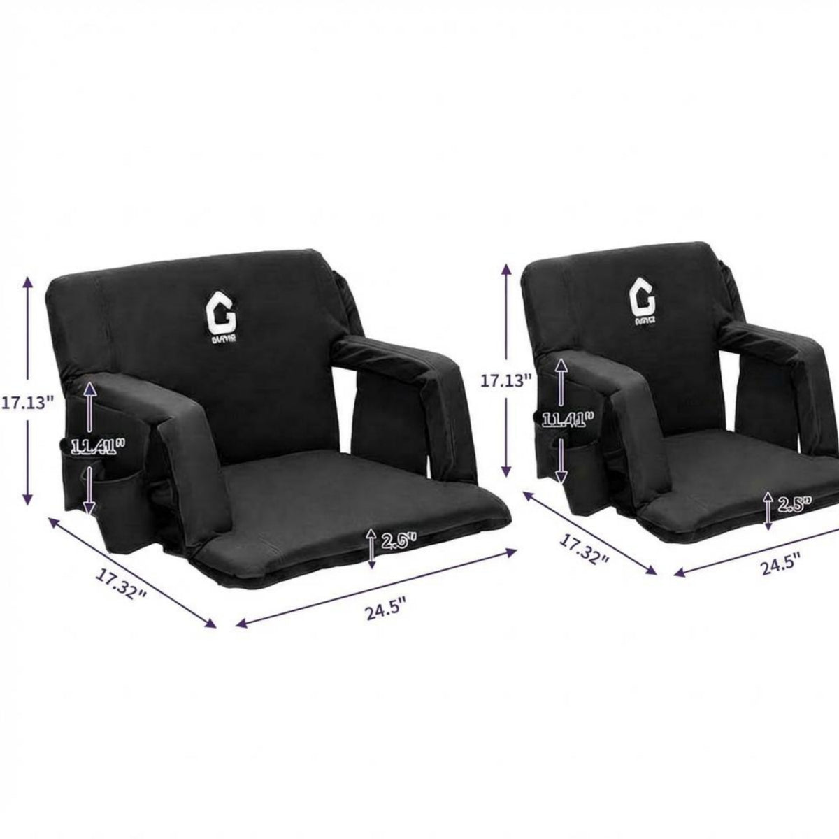 Riedhoff 6 Position Adjustable Stadium Bleacher Seats, 2 Count