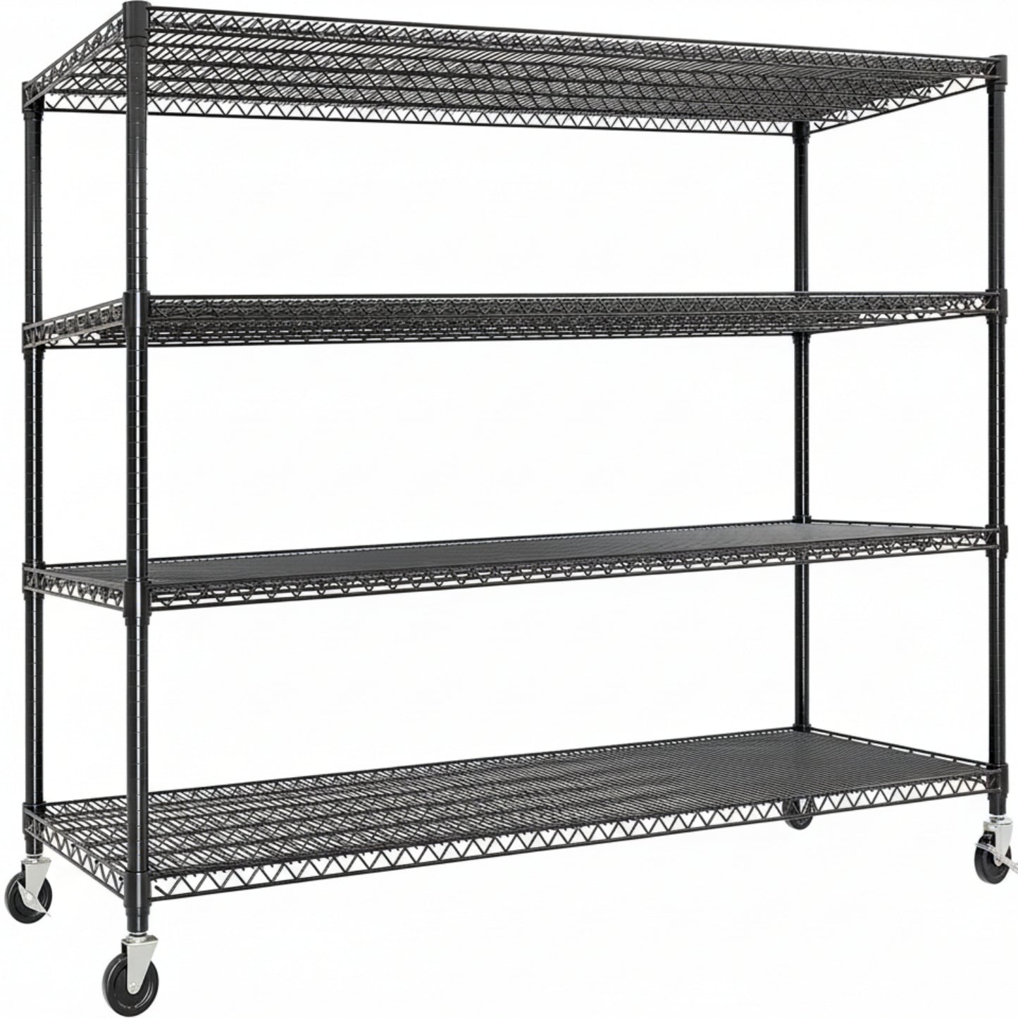 Garvee 4 Tier Metal Storage Shelving Unit with Wheels, Adjustable Rack Shelf, 59" x 23.9" x 73.8", Black