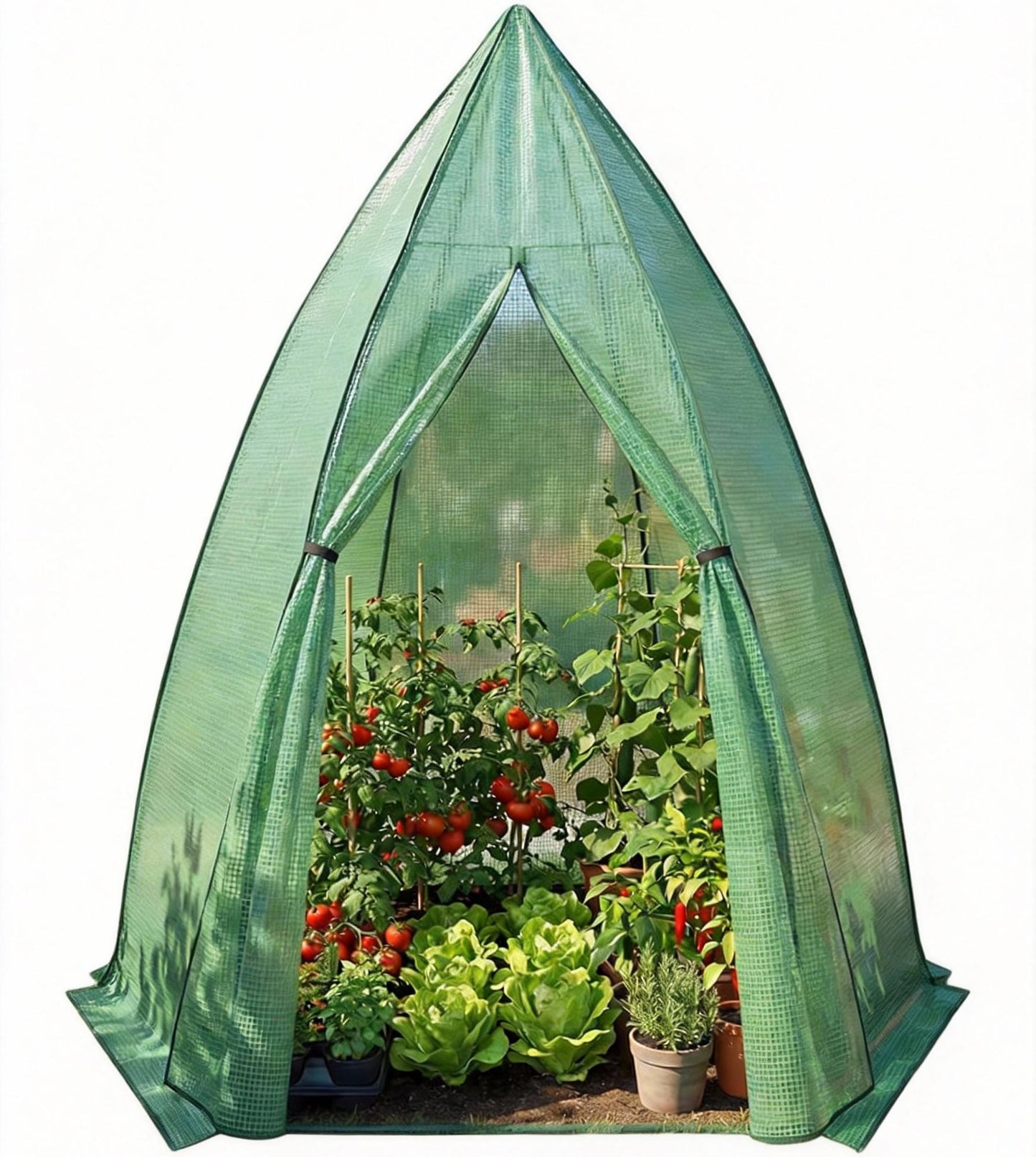 Garvee Mini Portable Greenhouse 54 x 54 x 71 inch, PE Cover with Roll-Up Zipper Door
