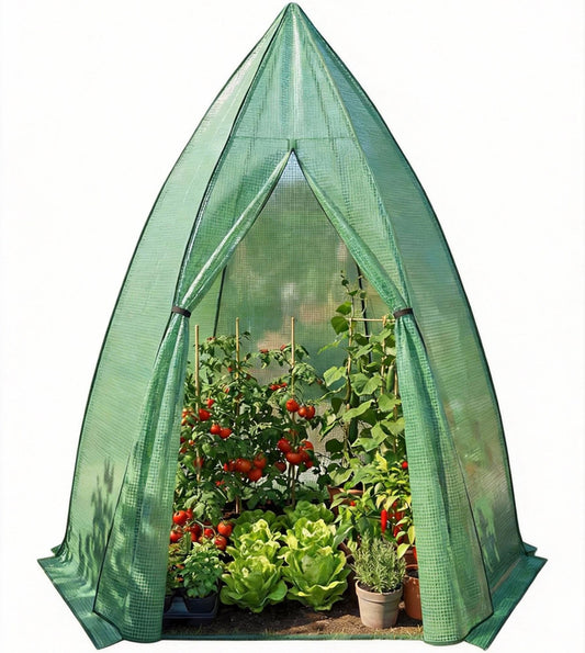 Garvee Mini Portable Greenhouse 54 x 54 x 71 inch, PE Cover with Roll-Up Zipper Door