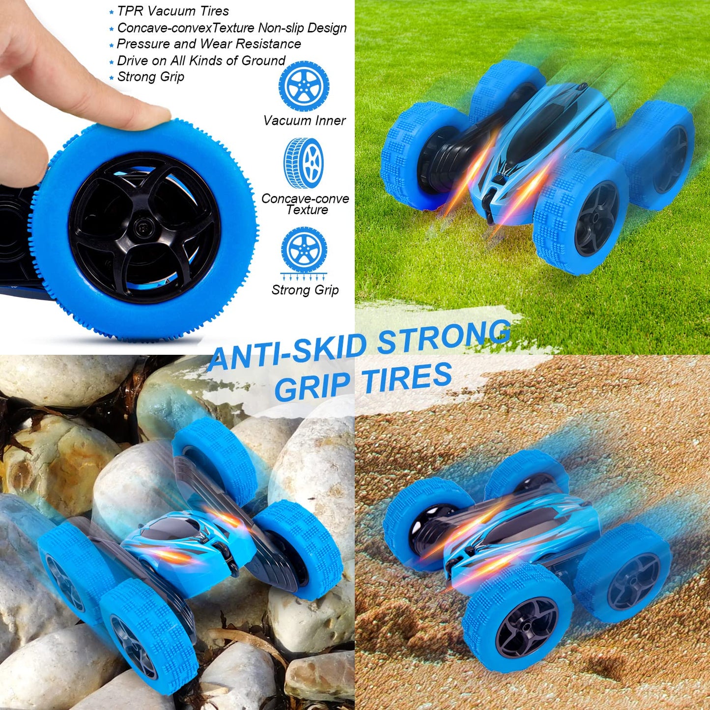 THINKMAX RC Stunt Car Watch Gesture Sensor Car 4WD 360¡ã Rotating Car Blue