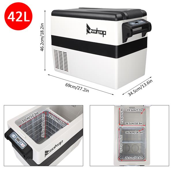 ZOKOP BCD42 42L Car Refrigerator Compressor Key Display