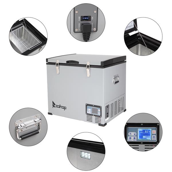 ZOKOP BCD60 60L Compressor Key Display Car Refrigerator Cold Rolled Gray