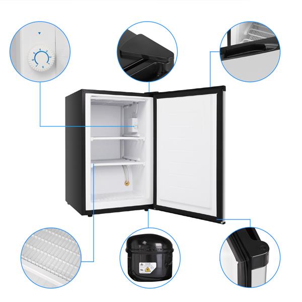 ZOKOP BD-88-E 88L Upright Freezer AC115V 60Hz Freezing Refrigerator Black