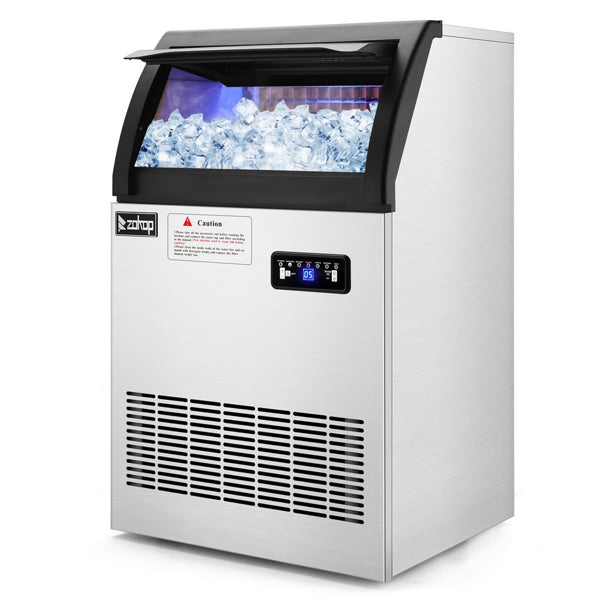 ZOKOP Ice Maker Cube Machine SKF-D65F 120V 530W Stainless Steel Freestanding