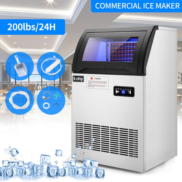 ZOKOP Ice Maker Cube Machine SKF-D65F 120V 530W Stainless Steel Freestanding