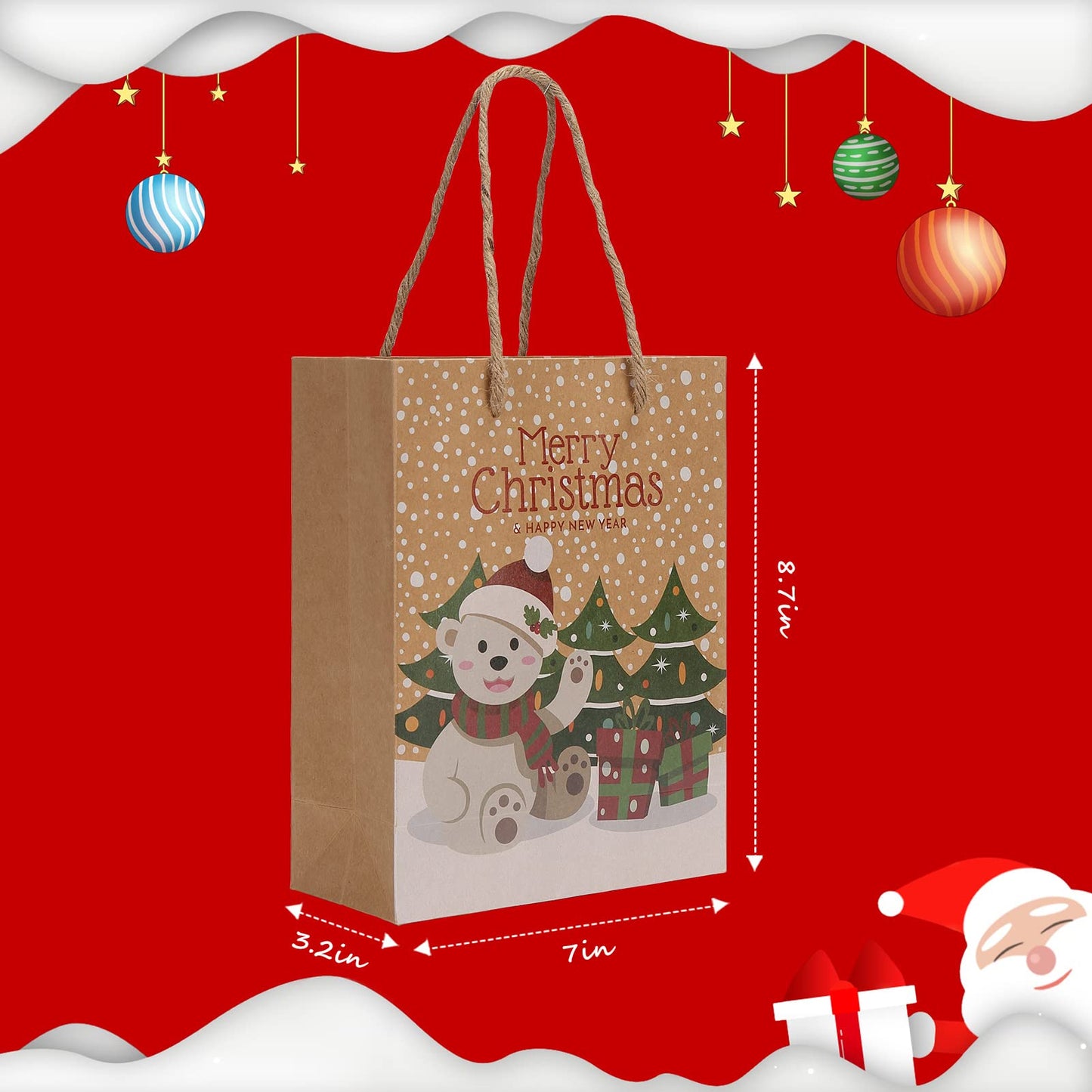 ThinkMax® Christmas Kraft Gift Bags